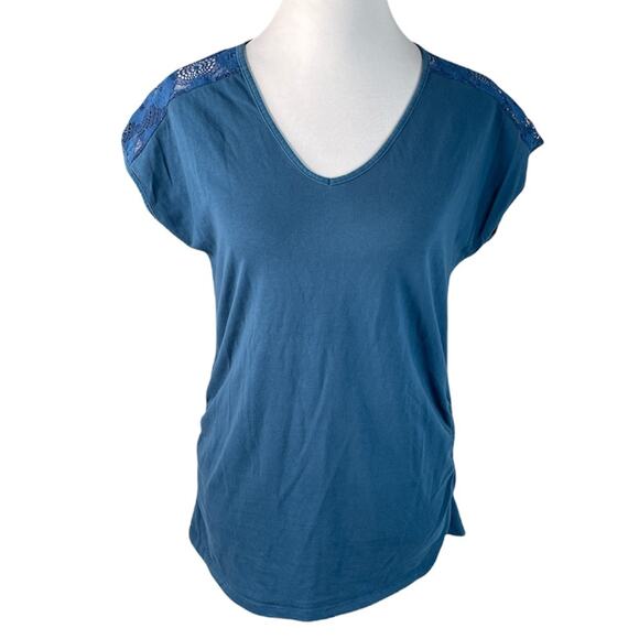 Flutter & Kick Maternity V Neck Short Sleeve Shirt Teal Size Medium - Picture 10 of 10